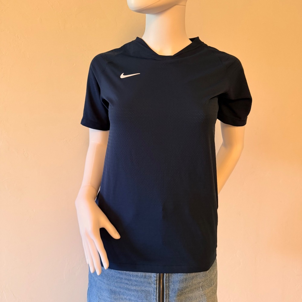 Nike Vaporknit Youth Navy Blue Short Sleeve Top Shirt Size L (True size S Women)